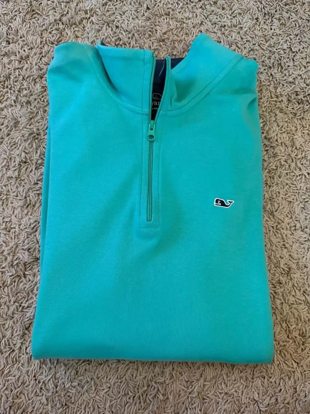 Vineyard Vines Men's Solid Half-Zip Pullover Sweatshirt, Aqua Blue